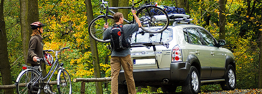 Bike Racks and Cycle Carriers at The Roof Box Company; Roof mounting car bike carrier;Rear mounting bike car rack;Tow ball mounting cycle car racks;Wheel support bike racks;Thule, Atera, MaxxRaxx, Pendle, Saris